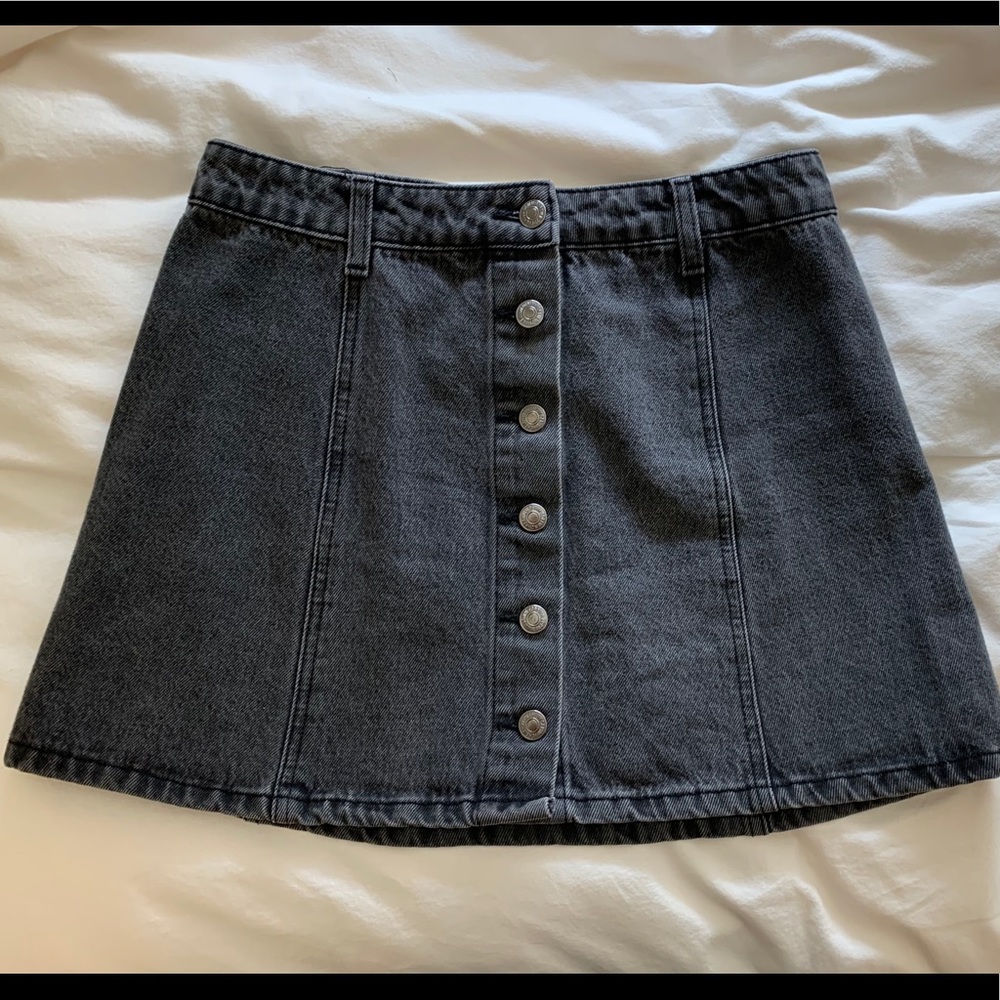 Forever 21 Black Denim Button Down Skirt